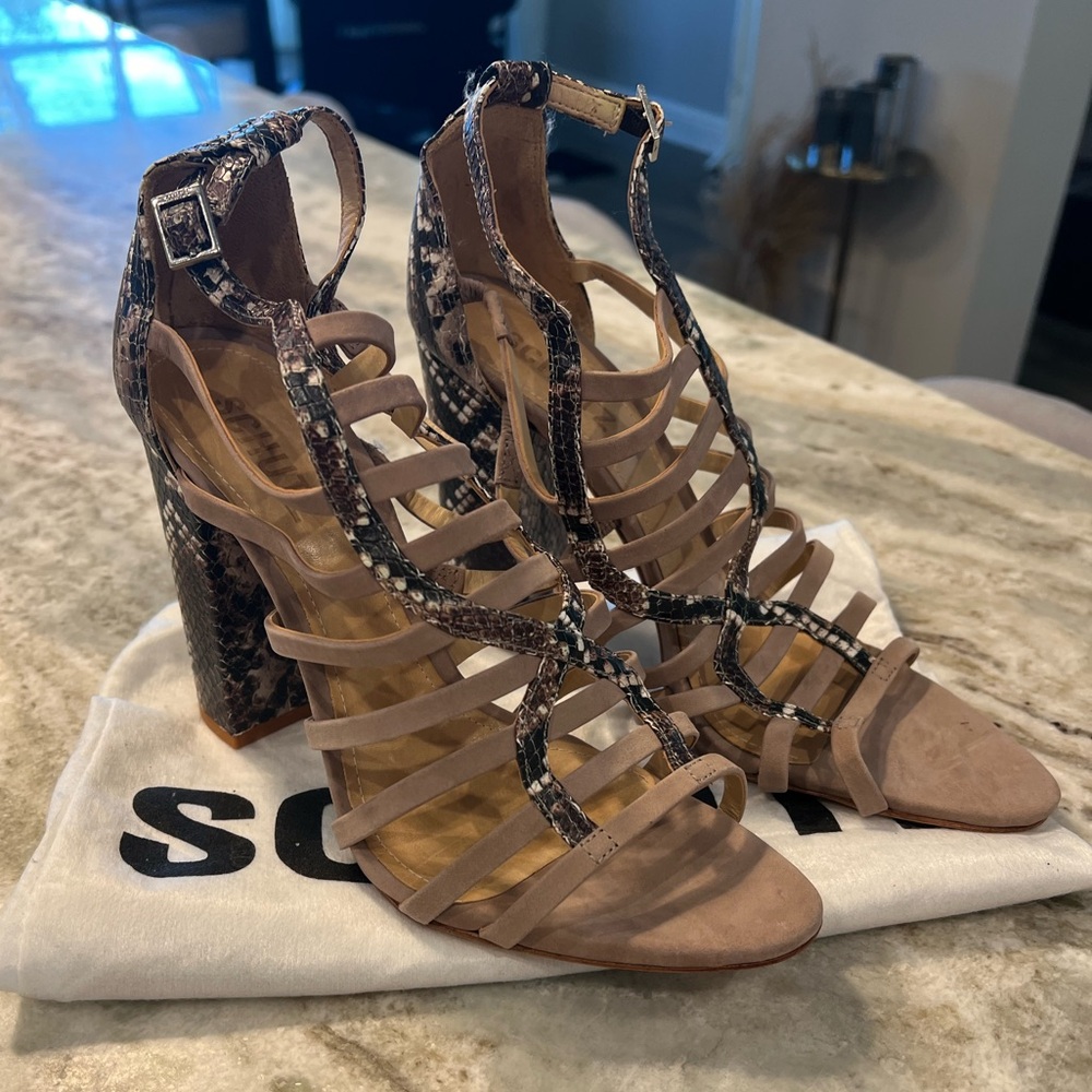 New Schutz Neutral Block Heels 8.5